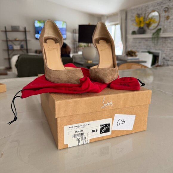 Christian Louboutin Iriza 100 Veau in Velour Cappuccino - Picture 5 of 6